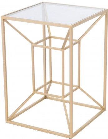 Zuo® Modern Canyon Clear Glass Side Table with Gold Frame-0