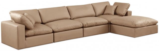 Meridian Furniture Comfy 5-Piece Tan L-Shape Vegan Leather Sectional -1