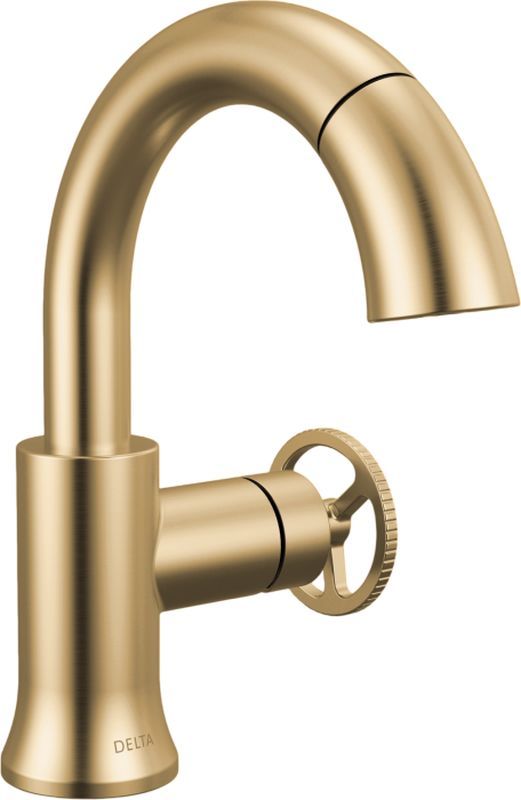 Delta Trinsic® Champagne Bronze Single Handle Wheel Pull-Down Bathroom Faucet with Drain-0