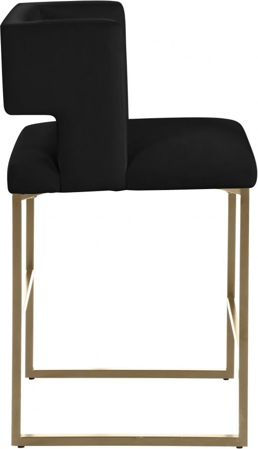 Meridian Furniture Caleb Black Velvet Counter Stool-2