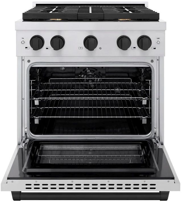 ZLINE Autograph Edition Paramount 30" Stainless Steel Pro Style Dual Fuel Range with Matte Black Accents-1