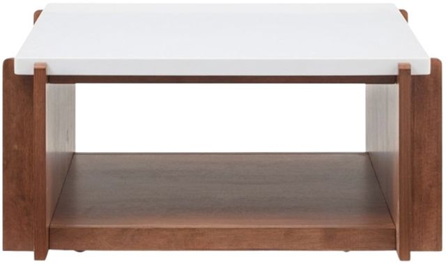 Flexsteel® Lincoln White Square Coffee Table with Walnut Base and Casters-1