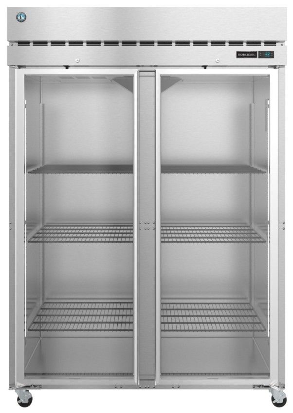Hoshizaki Steelheart® 55" 50.1 Cu. Ft. Stainless Steel Two Section Upright Freezer with Full Glass Doors and Lock-0