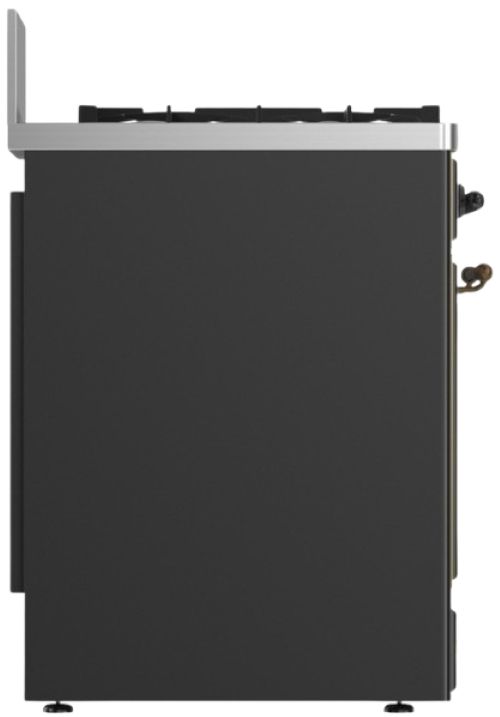 Ilve® Majestic III 30" Graphite Matte Pro Style Dual Fuel Natural Gas Range with 5 Black Brass Burners and Burnished Trim-3