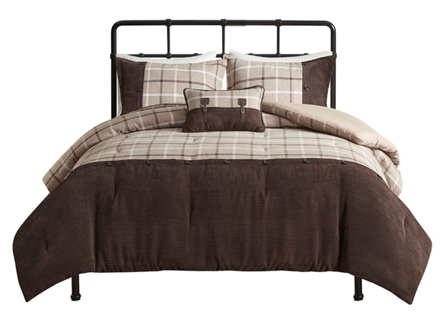 Olliix by Urban Habitat Anaheim 4 Piece Tan/Brown Full/Queen Plaid Comforter Set-0
