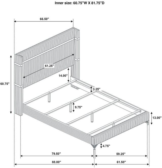 Coaster® Lucia Gray Queen Upholstered Panel Bed-3