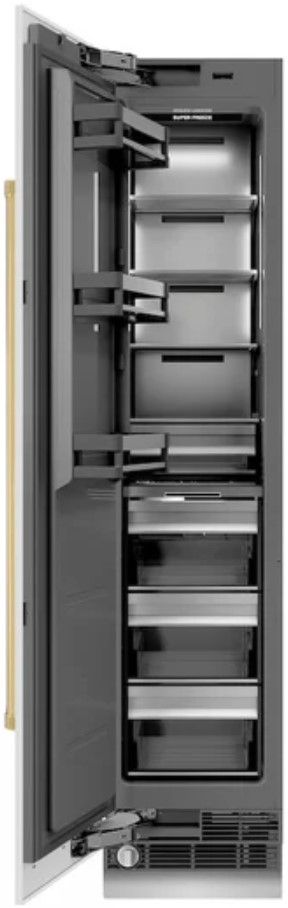 ZLINE Autograph Edition 18 in. 8.6 Cu. Ft. Left Hinge Column Freezer in White Matte with Graphite Gray Interior and Polished Gold Accents-1