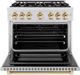 ZLINE Select Autograph Edition 36" Satin Stainless Steel Convection Pro Style Gas Range with Polished Gold Accents-1