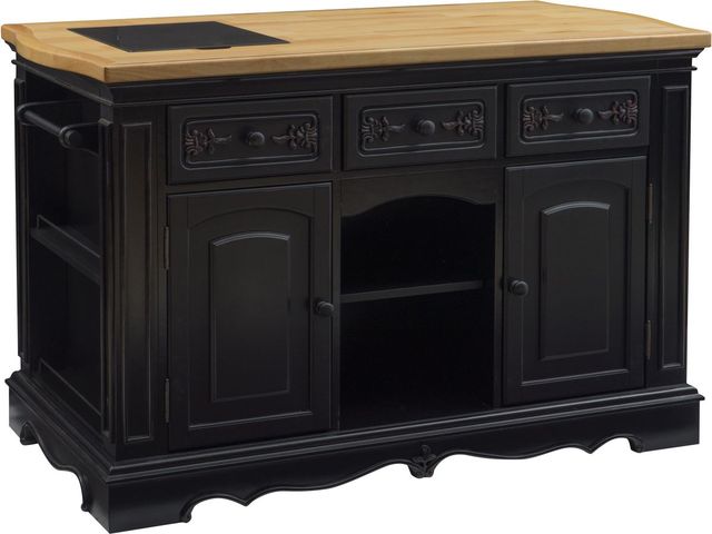 Powell® Pennfield Black Sand-Through/Natural Kitchen Island-0
