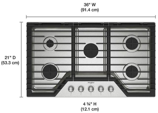 Whirlpool® 36" Stainless Steel Gas Cooktop-1