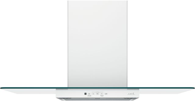 Clearance Café™ 36" Matte White Wall Mount Glass Canopy Chimney Hood-0