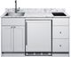 Summit® TurnKey Caldera 63" White Kitchenette with 5 Cu. Ft. Built-In Under the Counter Refrigerator, Induction Cooktop, and Stainless Steel Sink with Faucet -1