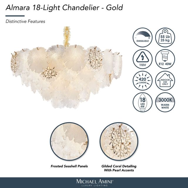 Michael Amini® Almara Gold 18-Light Chandelier-4