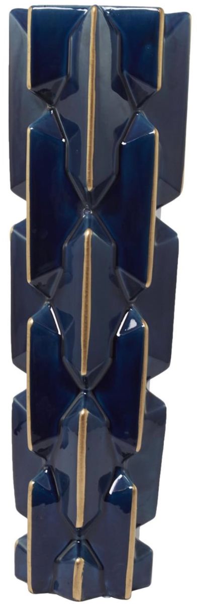 Deco Marche Teal Faceted Vase with Gold Accents-2