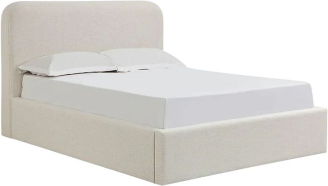 Modus Furniture Virgil Off-White/Whipped Honey Queen Upholstered Platform Bed-0