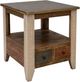 International Furniture Direct Antique Brown End Table and Beige Base-0