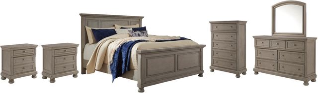 Signature Design by Ashley® Lettner 6-Piece Burnished Light Gray California King Panel Bed Set-0