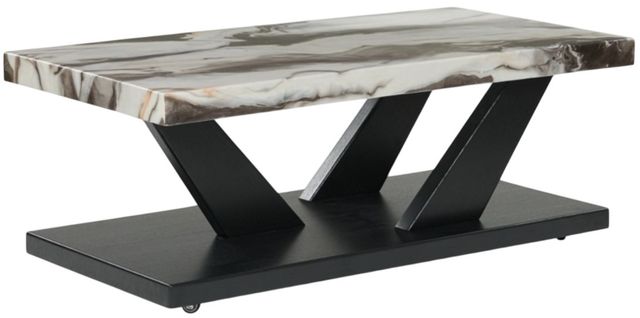 Signature Design by Ashley® Cendill 3-Piece Dark Brown/White Occasional Table with Black Base Set-2