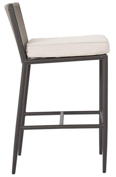 Sunset West Pietra Stone Gray Aluminum/Olefin Rope Outdoor Counter Stool with Echo Ash Cushion-2