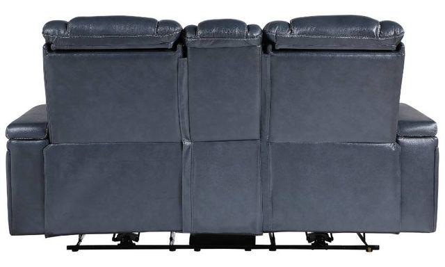 Homelegance® Keziah Blue Leather Power Double Reclining Loveseat with Console-3