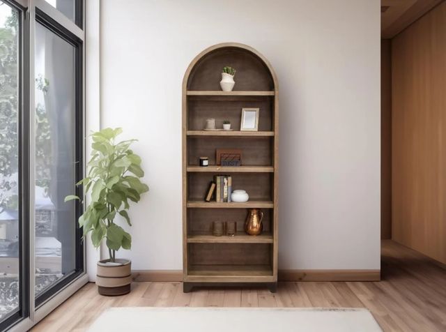 International Furniture Direct Natural Parota Brown 79" Bookcase-1