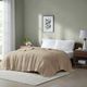 Olliix by Madison Park Freshspun Basketweave Khaki Full/Queen Cotton Blanket-2