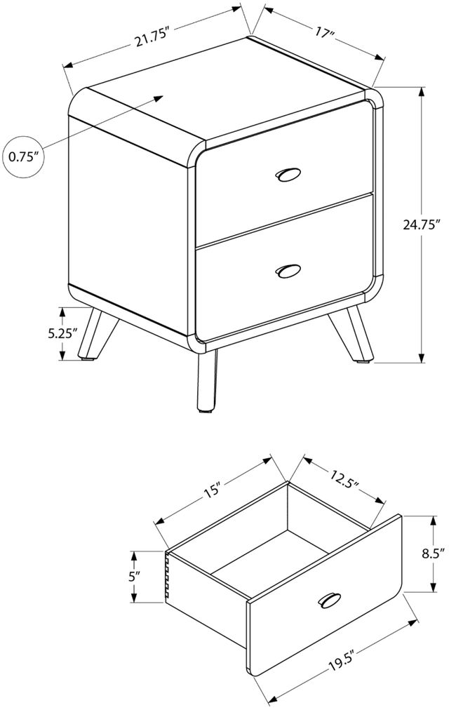 Monarch Specialties Inc. White Oak Nightstand-2