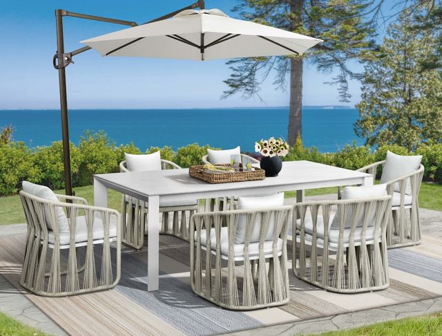 Intercon Alexa 5-Piece White Aluminum/Stone Outdoor Dining Set-1