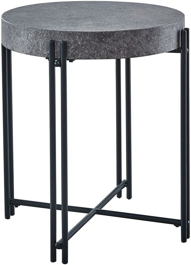 Steve Silver Co. Morgan Grey Faux Concrete Top Round End Table with Black Base-0