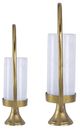 A & B Home Bascom 2-Piece Matte Gold/White Oval Halo Hurricane Candle Holder Set-1
