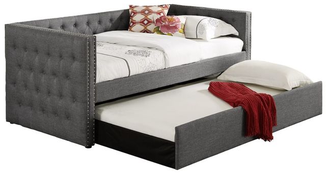 Crown Mark Trina Gray Upholstered Daybed-4