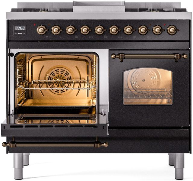 Ilve® Nostalgie II Series 40" Glossy Black Pro Style Dual Fuel Range-2