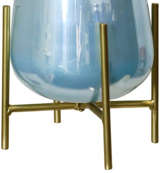 StyleCraft Ird Milky Blue/Gold Hurricane with Stand-2