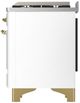 Ilve® Majestic III 60" White Pro Style Dual Fuel Liquid Propane Range with Triple Glass Door and Brass Trim-4