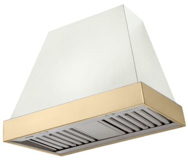 AGA Euclid 36" White Wall Mounted Range Hood  with Brushed Brass Trim-0