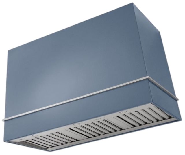 AGA Loge 48" Stone Blue Wall Mounted Range Hood with Brushed Brass Trim-0