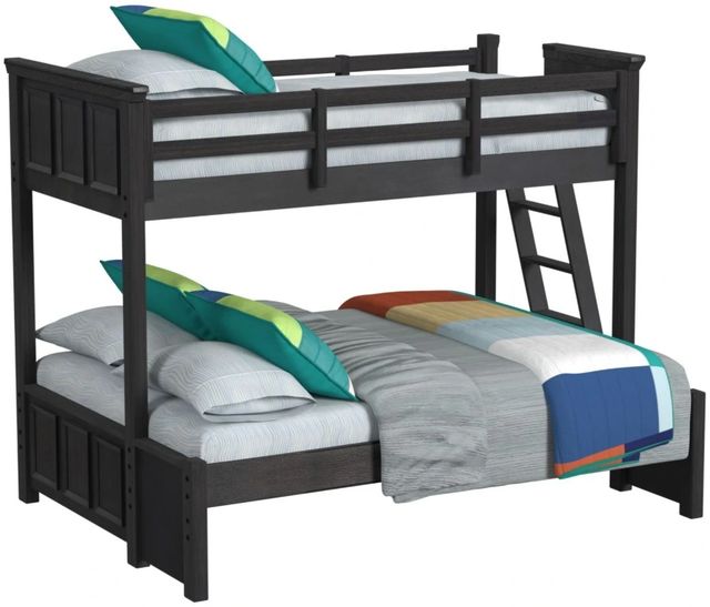 Elements International Hampton Kids Charcoal Youth Twin/Full Bunk Bed with Ladder-0
