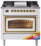 Ilve® Nostalgie II Noblesse 36'' Custom RAL Color Pro Style Dual Fuel Range with Brass Trim-0