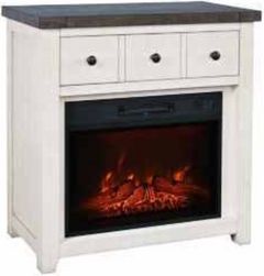 Jofran Inc. Madison County Vintage White 32" Electric Fireplace Media Console