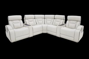 Starwarz 7-Piece White Media Leather Sectional