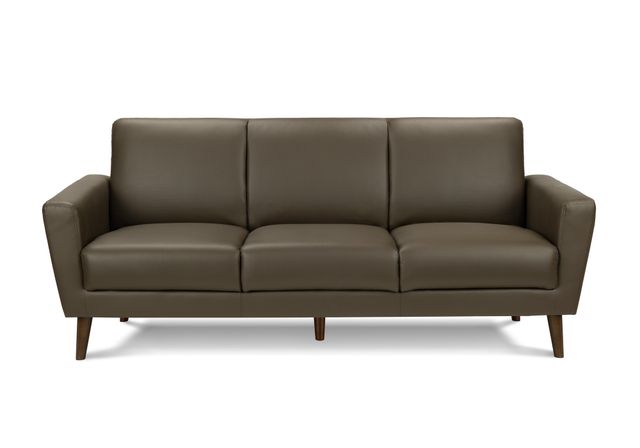 Monarch Specialties Inc. Brown 77" Faux Leather Sofa with Walnut Wood Legs-0