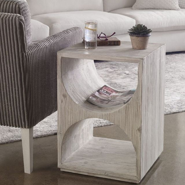 Uttermost® Hans Distressed Ivory Side Table-1