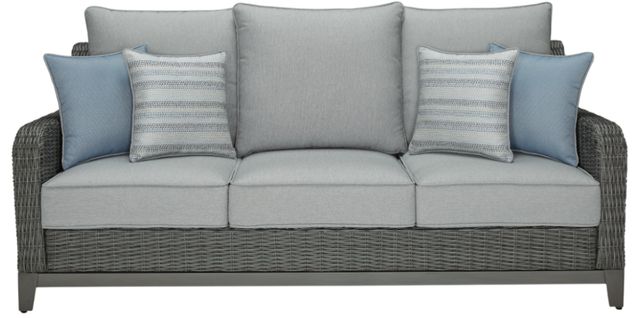 Signature Design by Ashley® Elite Park Gray Aluminum/Fabric/Resin Wicker Outdoor Sofa with Cushion-1