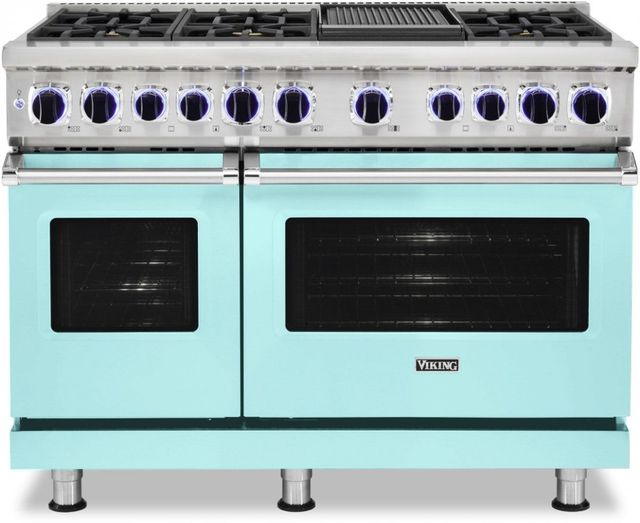 Viking® 7 Series 48" Bywater Blue Pro Style Dual Fuel Liquid Propane Range with 12" Griddle-0