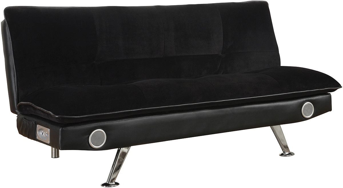 Coaster Black Odel Upholstered Sofa Bed With Bluetooth Speakers Homelife Furniture Mattress Tracy CA