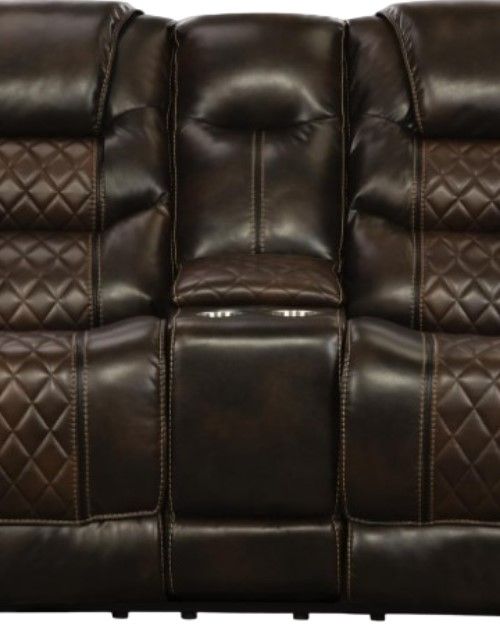Corinthian Furniture Mcgregor Brown/Tobacco Manual Reclining Loveseat with Console-1