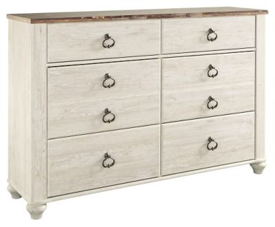 Signature Design by Ashley® Willowton 4-Piece Whitewash Queen Sleigh Bed Set-2
