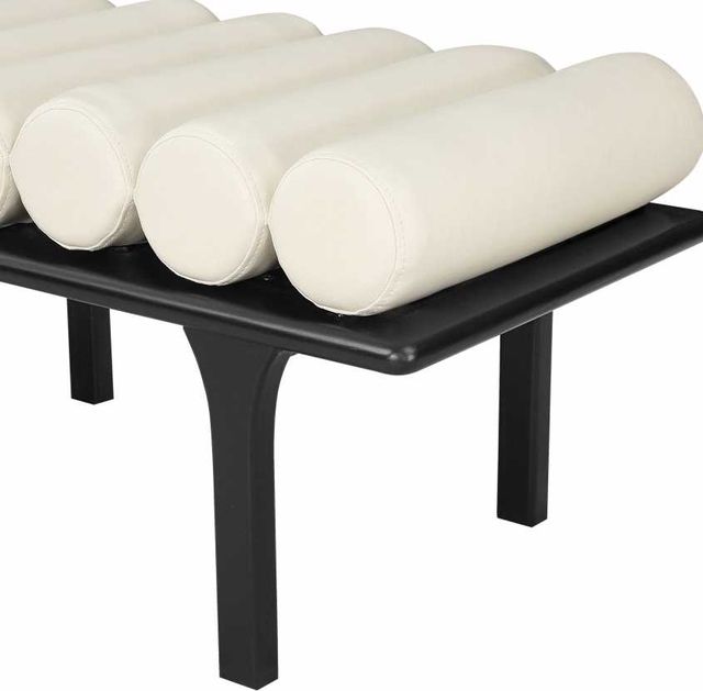 Meridian Furniture Landon Cream/Black Vegan Leather Bench-2