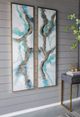 A & B Home 2-Piece Blue/Gold/White Cloud Elongated Framed Set-4