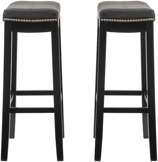 Linon Claridge 2-Piece Black Bar Stool Set-4
